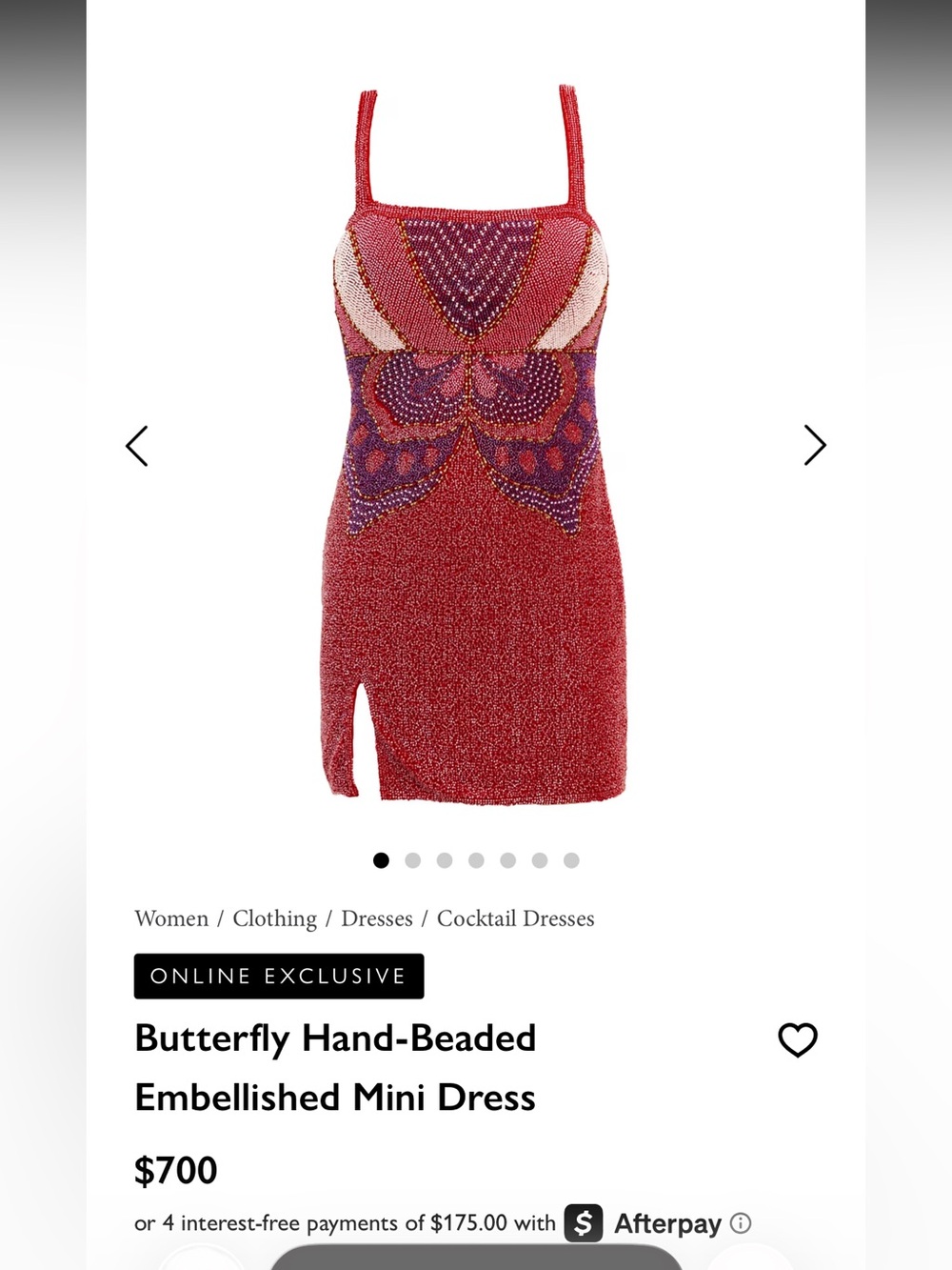 Self Adore Butterfly Beaded Mini Dress - Pink/Purple - Large